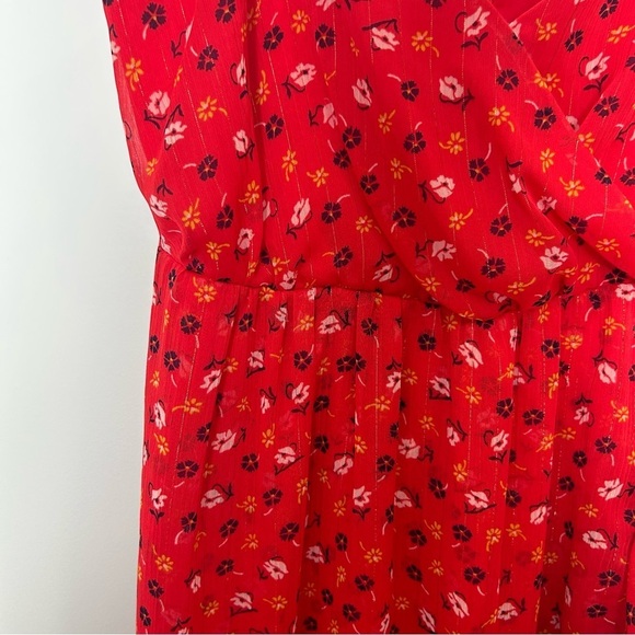 Madewell Red Ruffle Strap Floral Dress in Prarie Posies - Picture 5 of 8